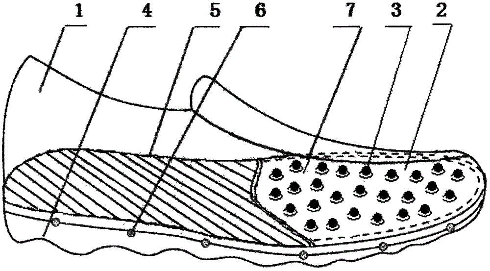 一種無中底雙向按摩功能布鞋的制作方法附圖