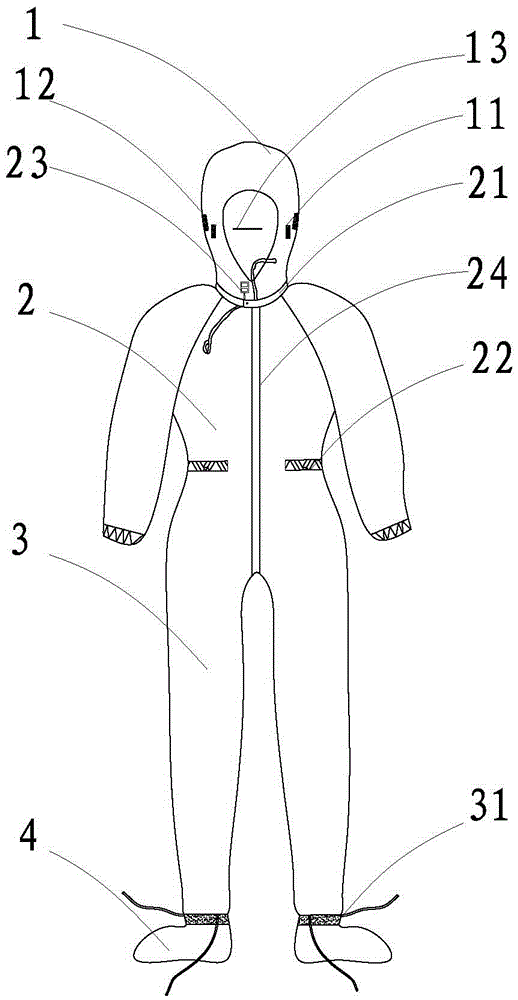 一種一體式潔凈服的制作方法附圖